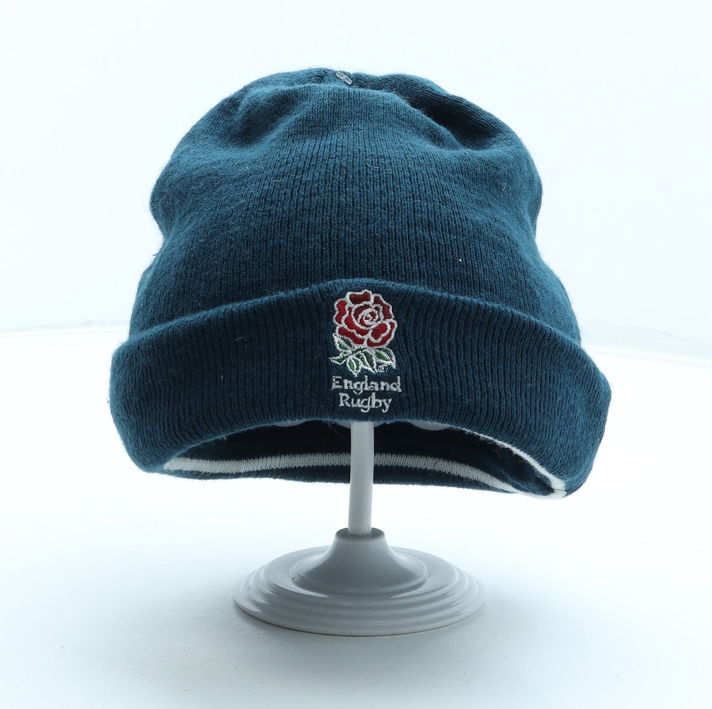 England Rugby Mens Blue Acrylic Beanie One Size - Embroidered Logo