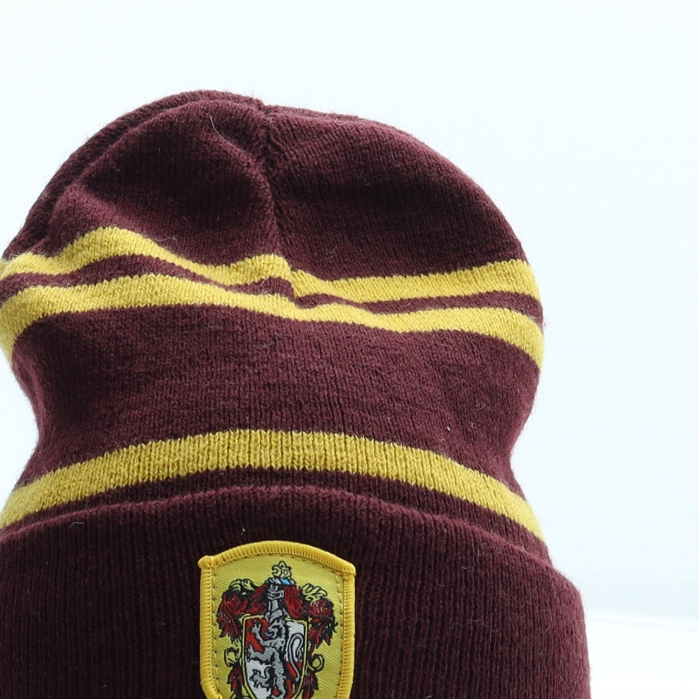 Harry Potter Boys Red Striped Acrylic Beanie One Size - Gryffindor