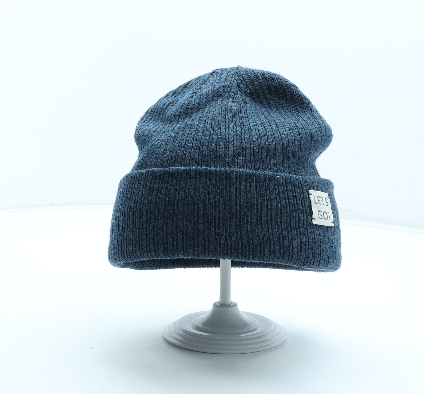 Zara Mens Blue Acrylic Beanie One Size - Logo