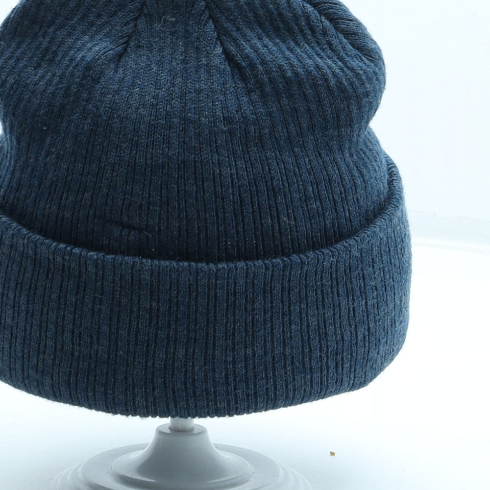 Zara Mens Blue Acrylic Beanie One Size - Logo
