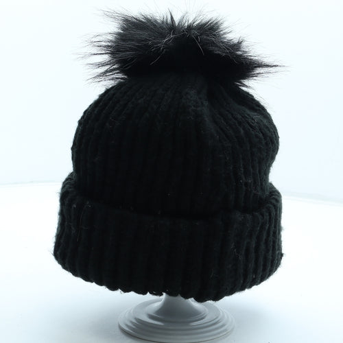 Topshop Womens Black Acrylic Bobble Hat One Size