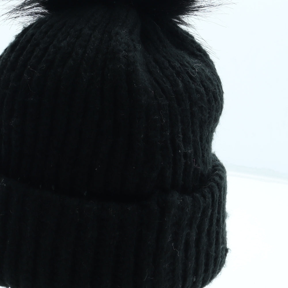 Topshop Womens Black Acrylic Bobble Hat One Size
