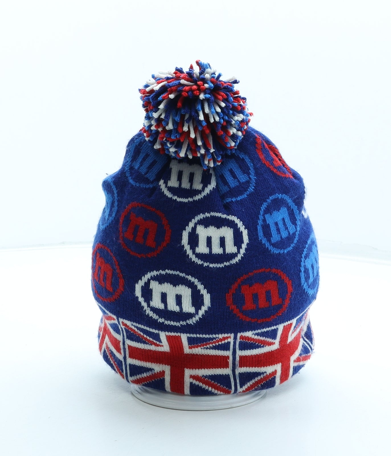 M&M's Womens Multicoloured Geometric Acrylic Bobble Hat One Size - Union Jack Logo