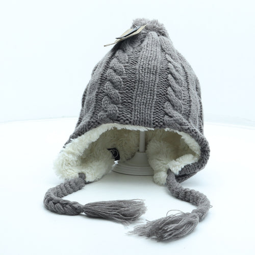 North Ridge Womens Grey Acrylic Bonnet One Size - Pom Pom