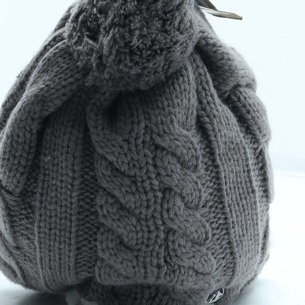 North Ridge Womens Grey Acrylic Bonnet One Size - Pom Pom