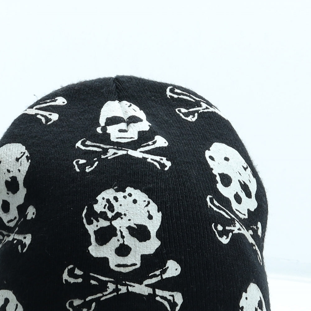 Giorgio Boys Black Geometric Acrylic Beanie One Size - Skull