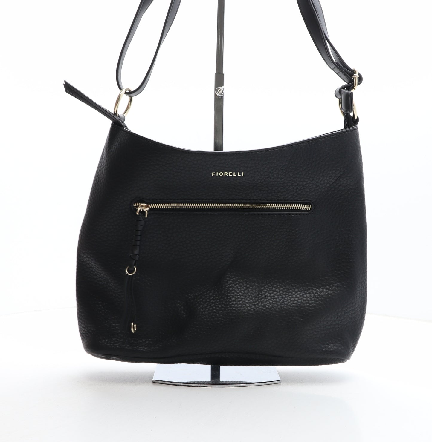 Fiorelli Womens Black Solid Polyurethane Crossbody Size Medium