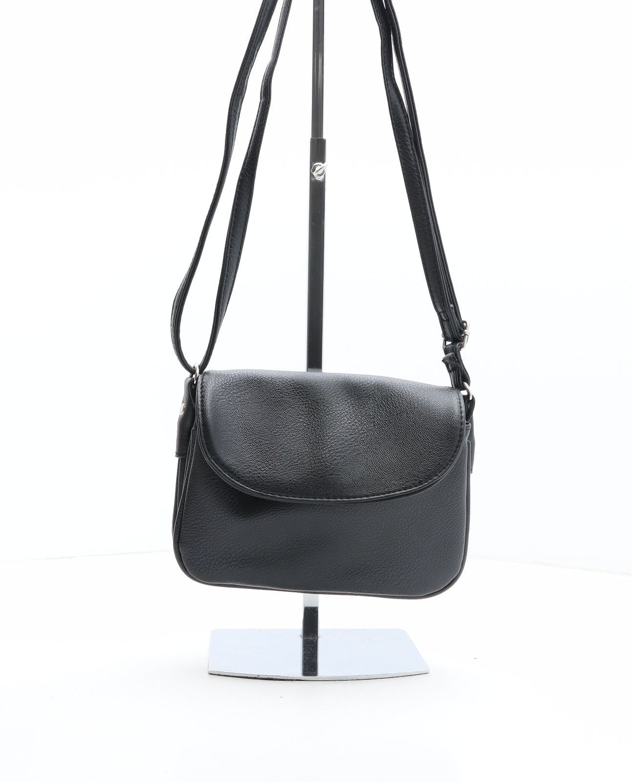 bonprix collection Womens Black Solid Polyurethane Crossbody Size Small