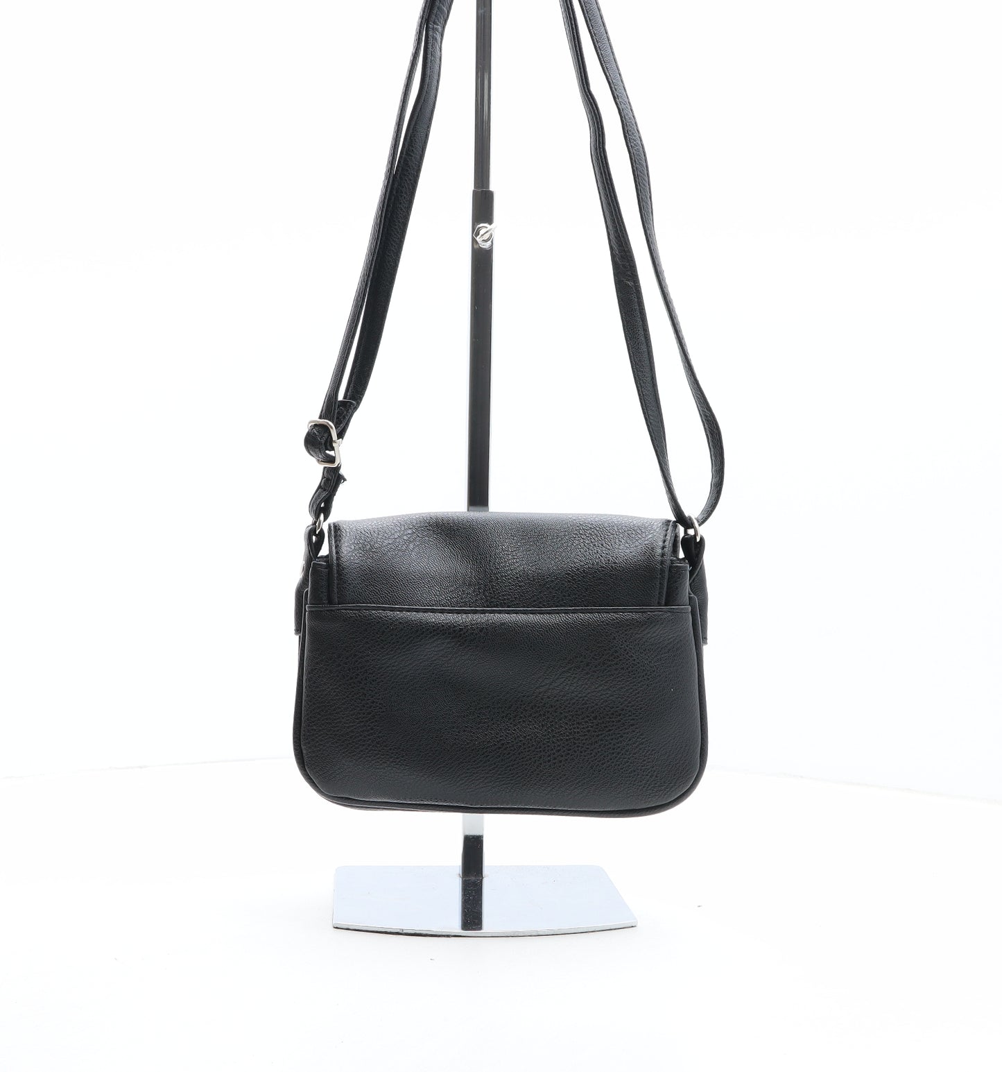 bonprix collection Womens Black Solid Polyurethane Crossbody Size Small
