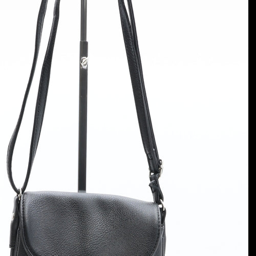 bonprix collection Womens Black Solid Polyurethane Crossbody Size Small