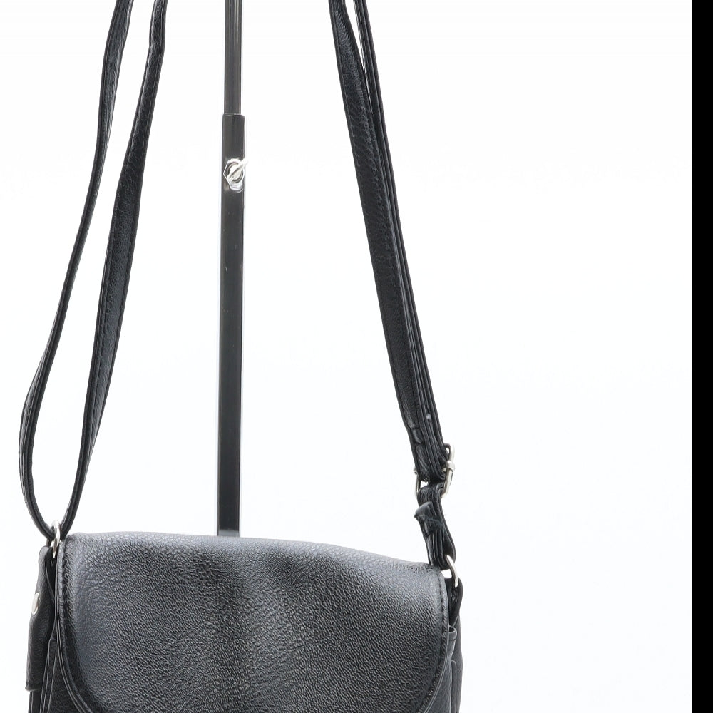 bonprix collection Womens Black Solid Polyurethane Crossbody Size Small