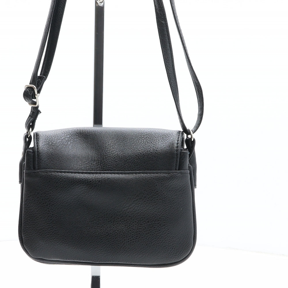 bonprix collection Womens Black Solid Polyurethane Crossbody Size Small