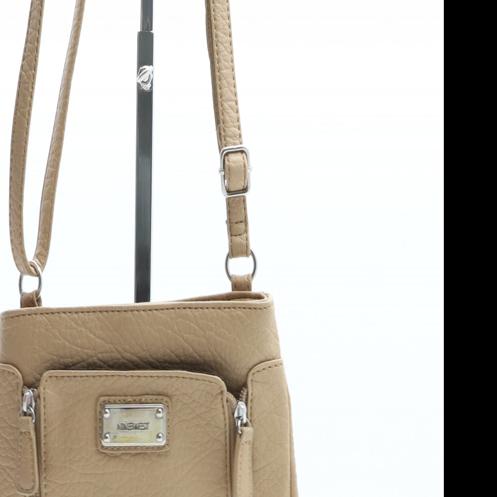 Nine West Womens Beige Solid Polyurethane Crossbody Size Small