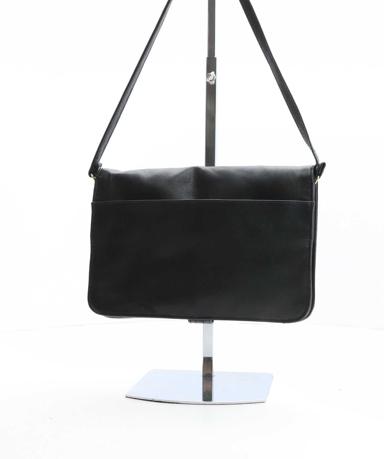Preworn Womens Black Solid Polyurethane Crossbody Size Small