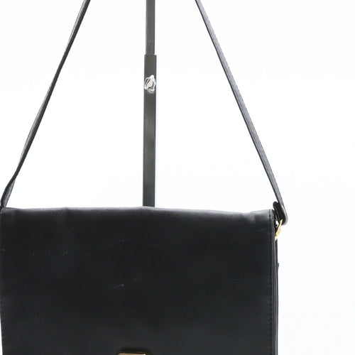 Preworn Womens Black Solid Polyurethane Crossbody Size Small
