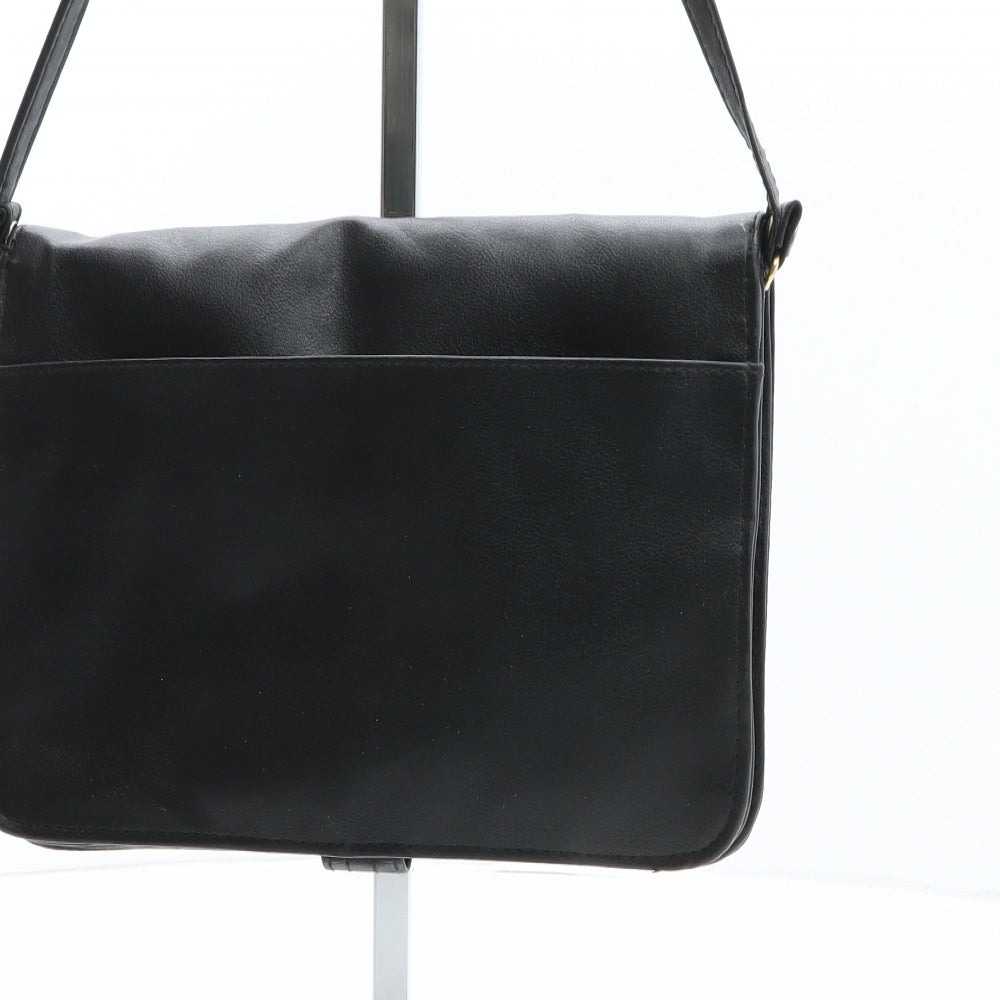 Preworn Womens Black Solid Polyurethane Crossbody Size Small