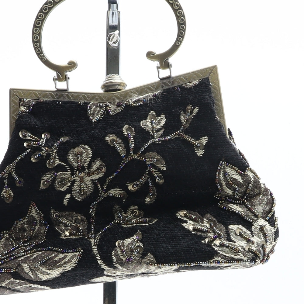 Leko London Womens Black Floral Polyester Top Handle Bag Size Small