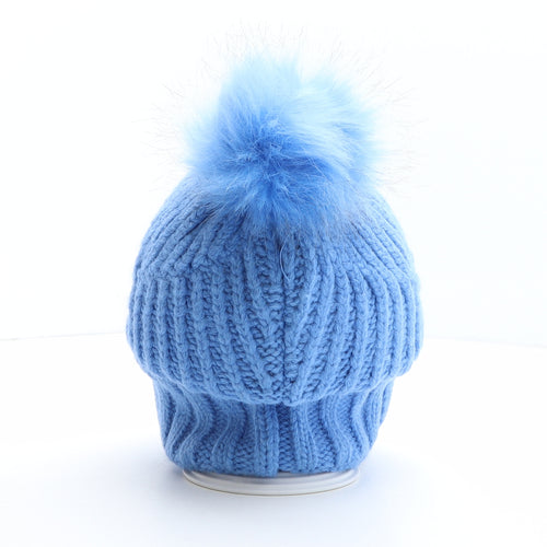 Marks and Spencer Womens Blue Acrylic Bobble Hat One Size