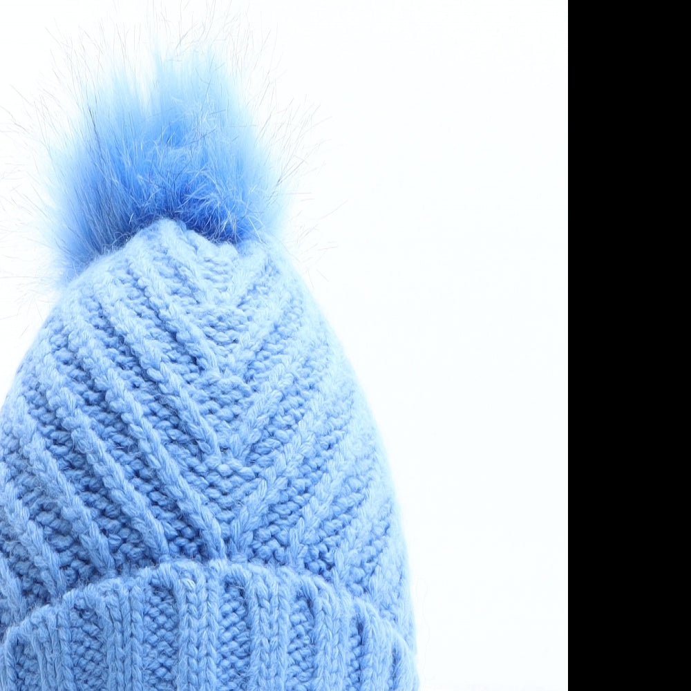 Marks and Spencer Womens Blue Acrylic Bobble Hat One Size