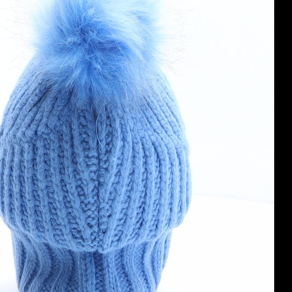 Marks and Spencer Womens Blue Acrylic Bobble Hat One Size