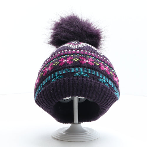 George Girls Multicoloured Fair Isle Acrylic Bobble Hat One Size