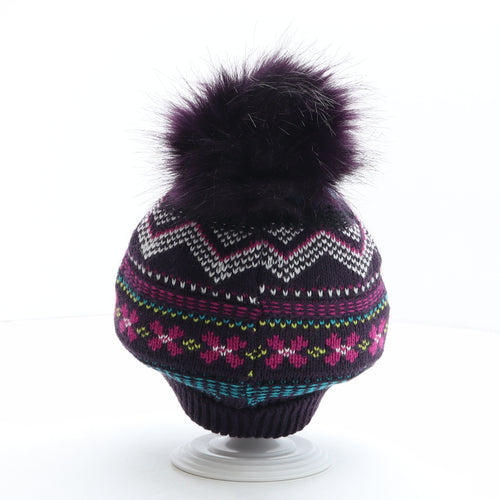 George Girls Multicoloured Fair Isle Acrylic Bobble Hat One Size