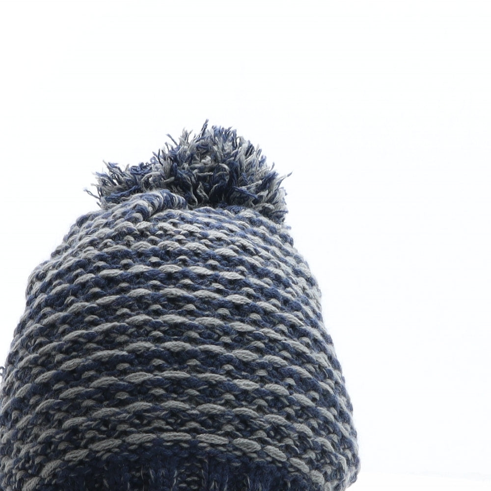 George Mens Blue Acrylic Beanie One Size - Pom Pom