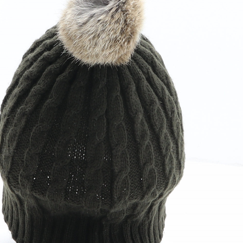 Barts Mens Green Acrylic Beanie One Size - Pom Pom