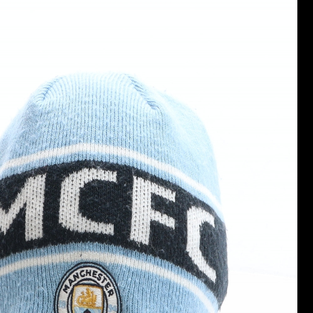Manchester City FC Mens Blue Geometric Acrylic Beanie One Size