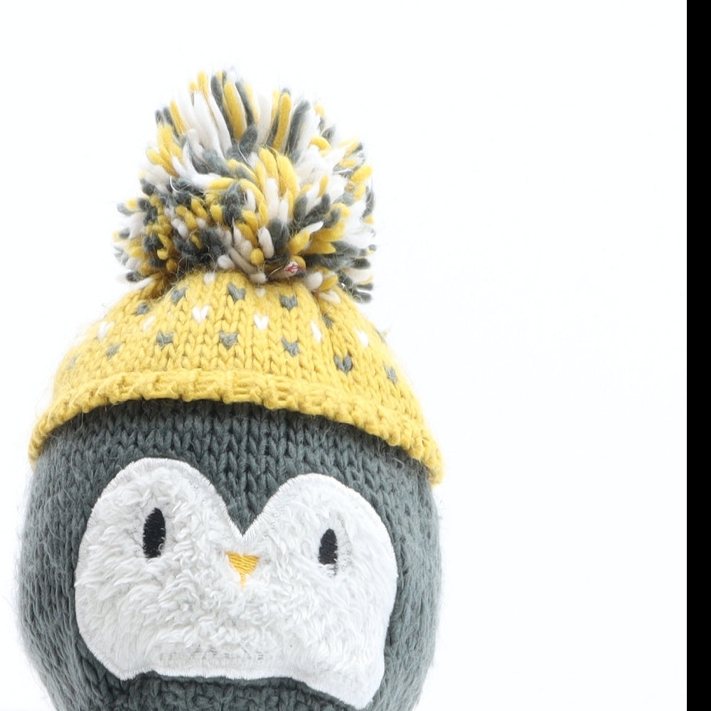 George Boys Grey Acrylic Bobble Hat One Size - Penguin Design