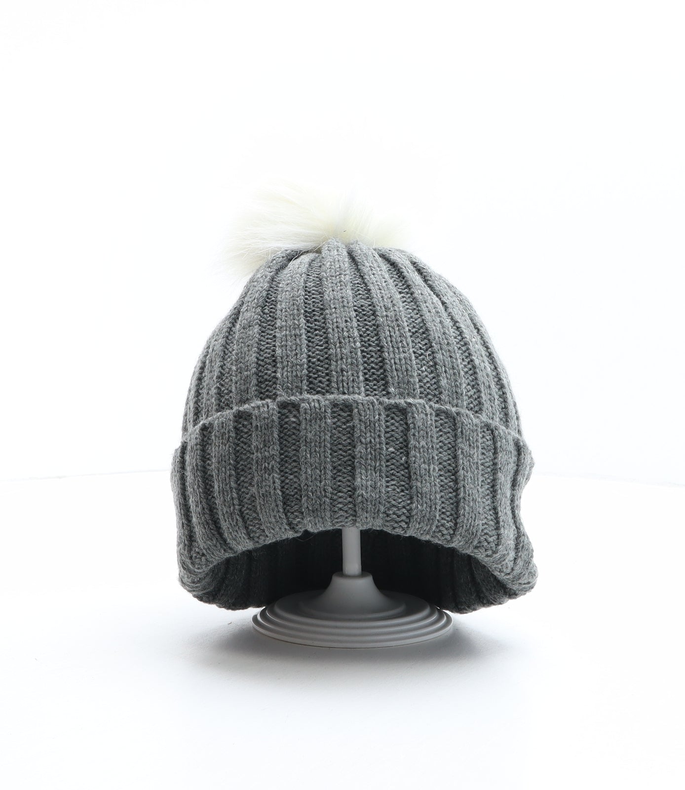 Preworn Womens Grey Acrylic Bobble Hat One Size