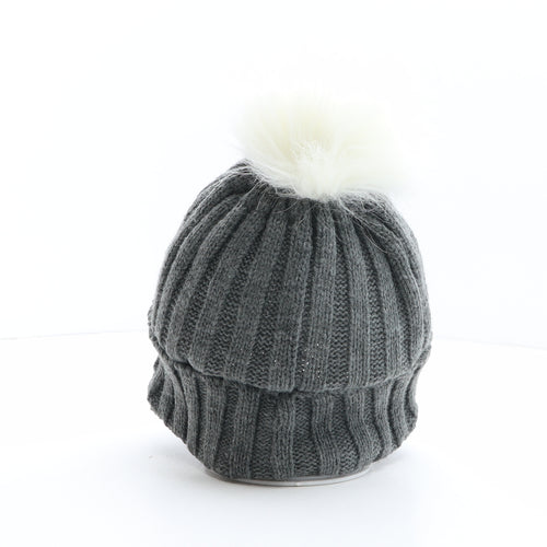 Preworn Womens Grey Acrylic Bobble Hat One Size