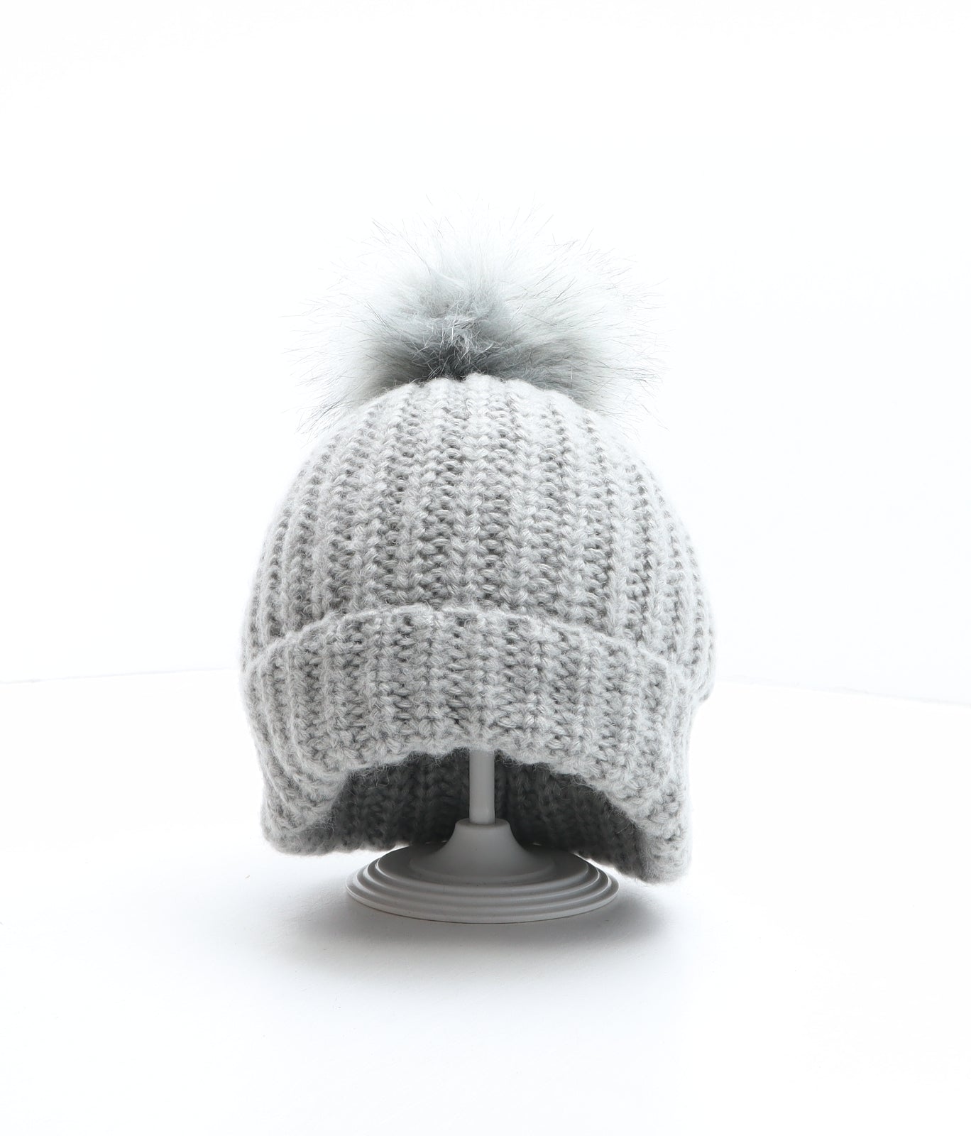 New Look Womens Grey Acrylic Bobble Hat One Size