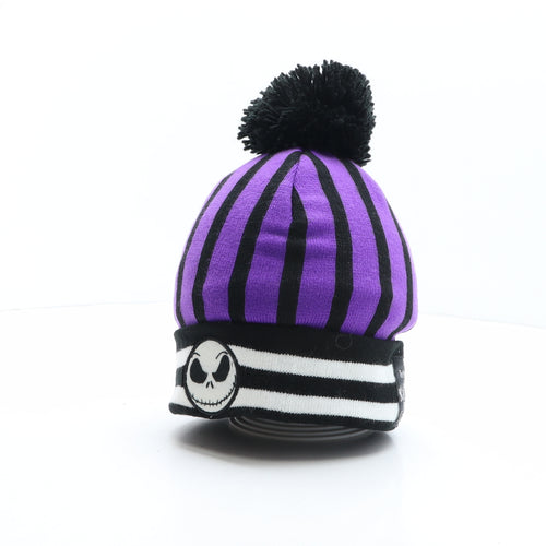 Disney Womens Multicoloured Striped Acrylic Bobble Hat One Size - Tim Burton, The Nightmare Before Christmas, Jack Skellington, Halloween, Christmas