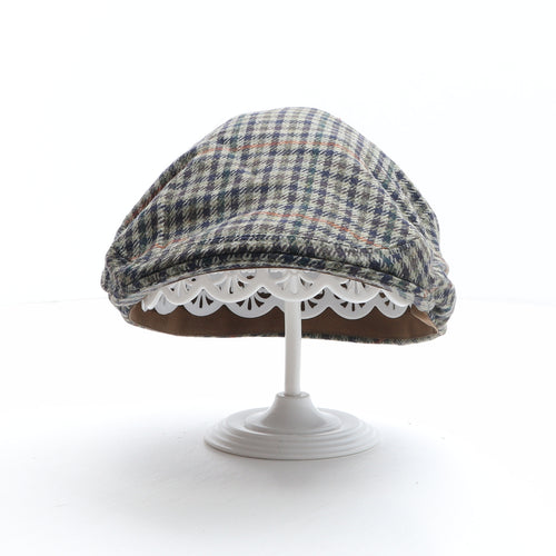 Olney Mens Multicoloured Plaid Wool Flat Cap Size 57