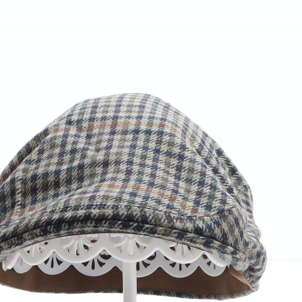 Olney Mens Multicoloured Plaid Wool Flat Cap Size 57