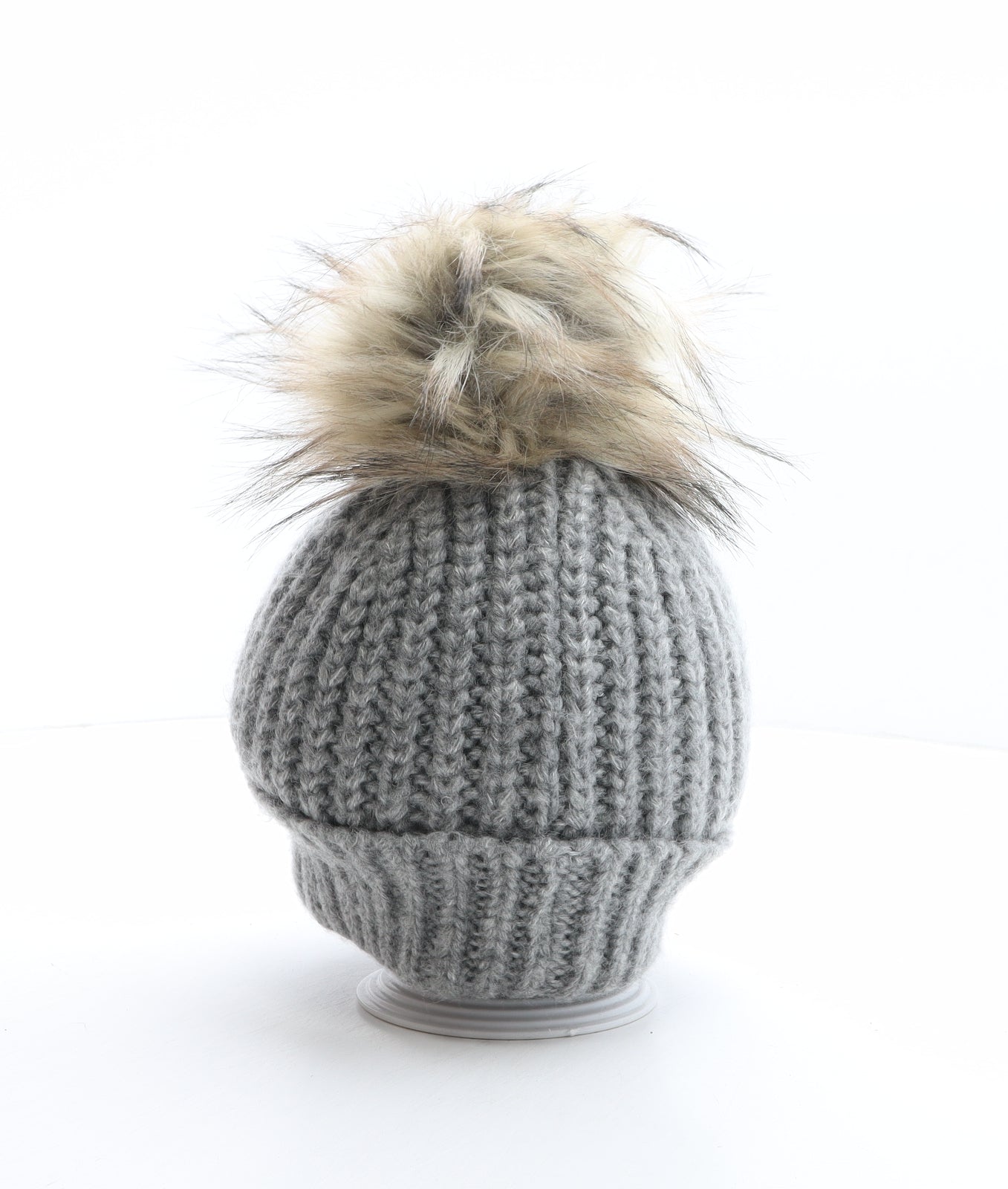 Oliver Bonas Womens Grey Acrylic Bobble Hat One Size