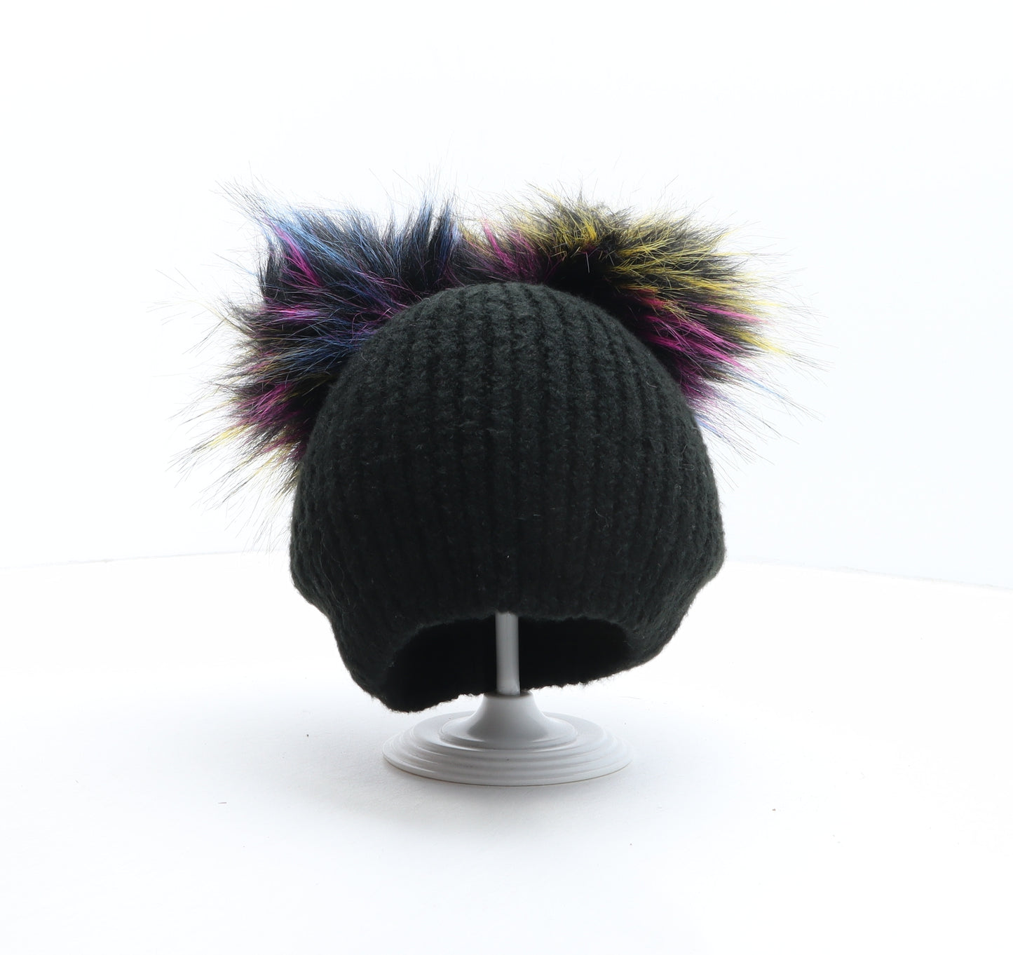 Topshop Womens Black Acrylic Bobble Hat One Size