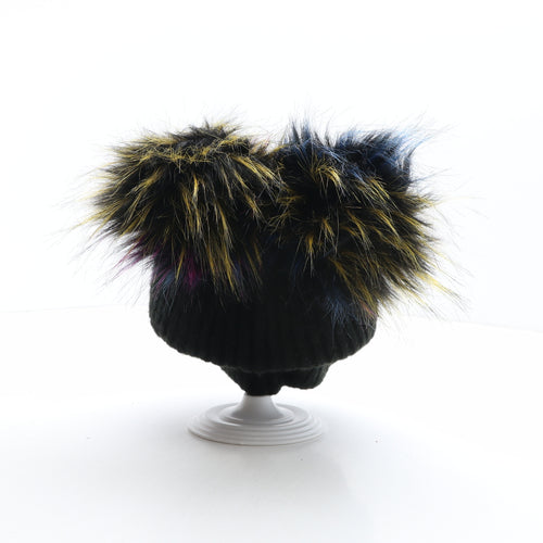 Topshop Womens Black Acrylic Bobble Hat One Size