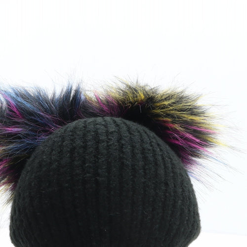 Topshop Womens Black Acrylic Bobble Hat One Size