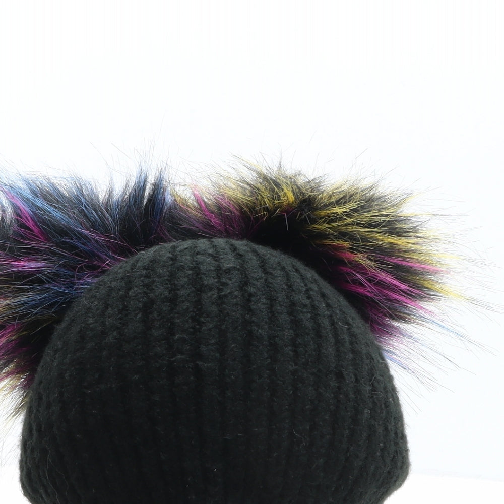 Topshop Womens Black Acrylic Bobble Hat One Size