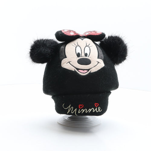 H&M Girls Black Acrylic Bobble Hat One Size - Disney, Minnie Mouse