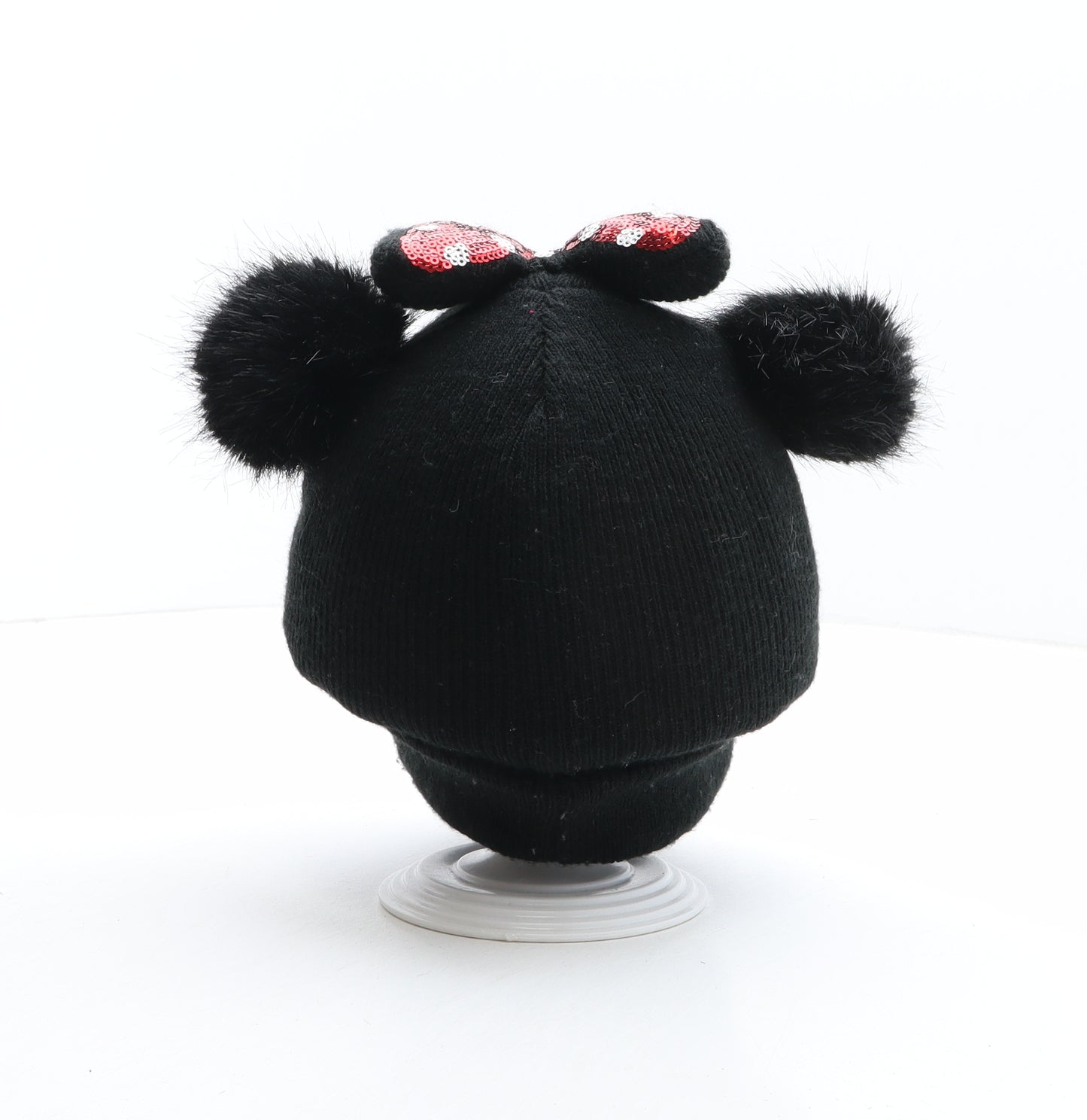 H&M Girls Black Acrylic Bobble Hat One Size - Disney, Minnie Mouse