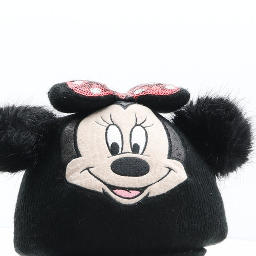 H&M Girls Black Acrylic Bobble Hat One Size - Disney, Minnie Mouse