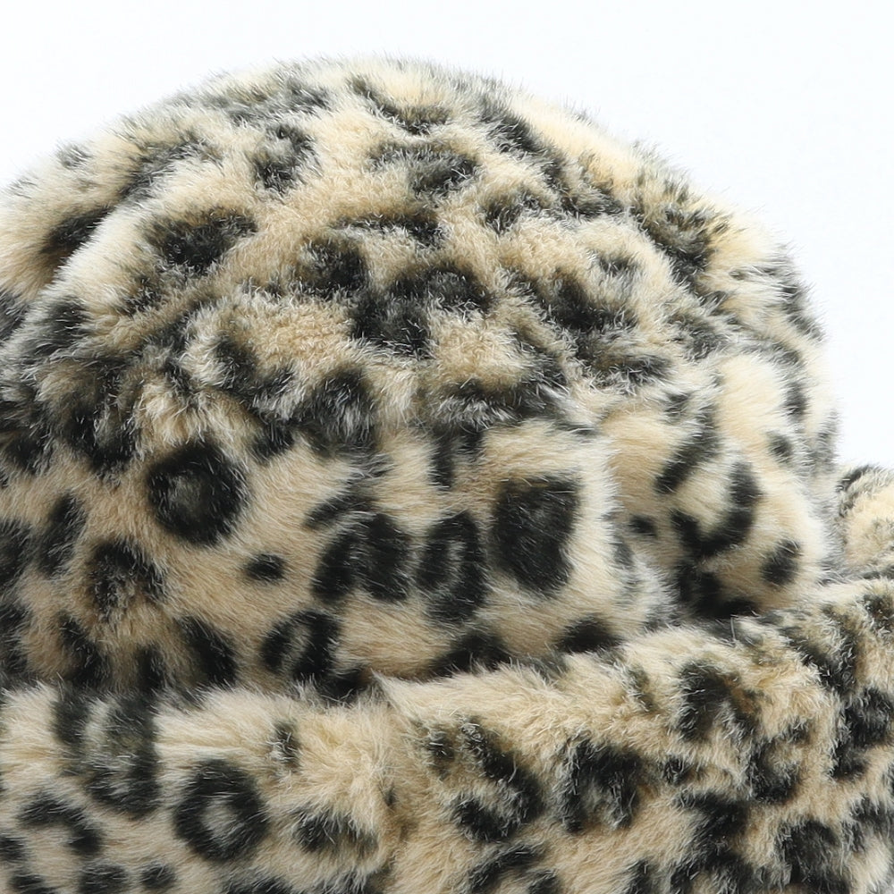 Eurico Pescatore Womens Beige Animal Print Acrylic Cloche One Size - Leopard print