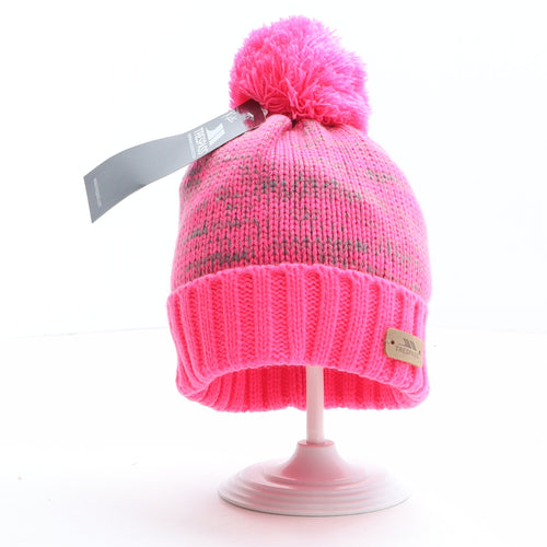 Trespass Girls Pink Acrylic Bobble Hat One Size