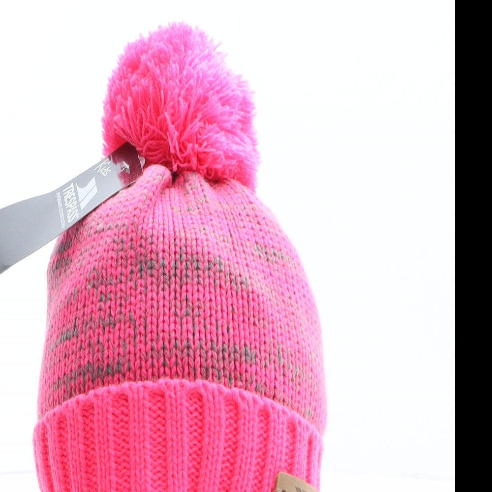 Trespass Girls Pink Acrylic Bobble Hat One Size
