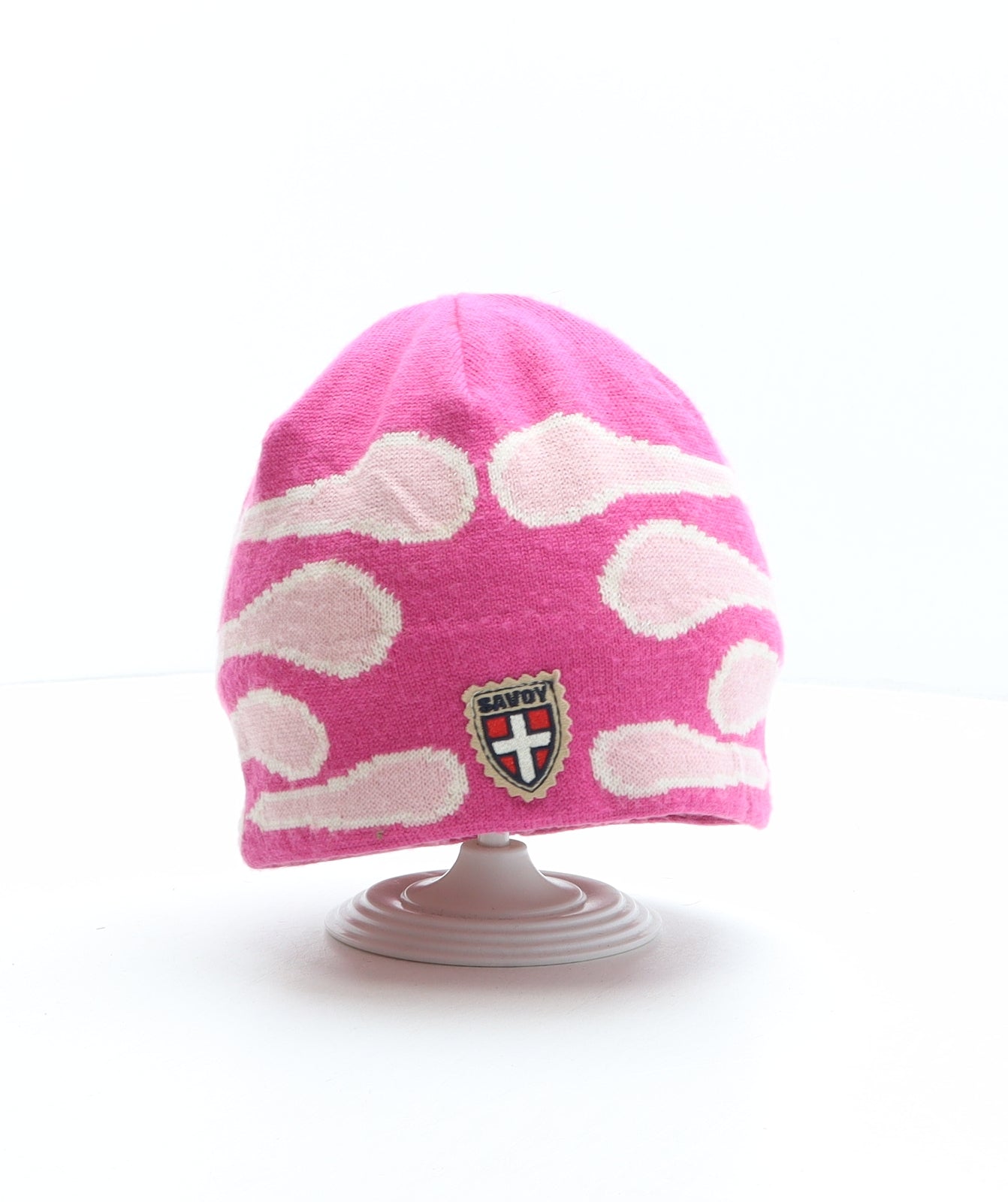 Savoy Womens Pink Geometric Wool Beanie One Size