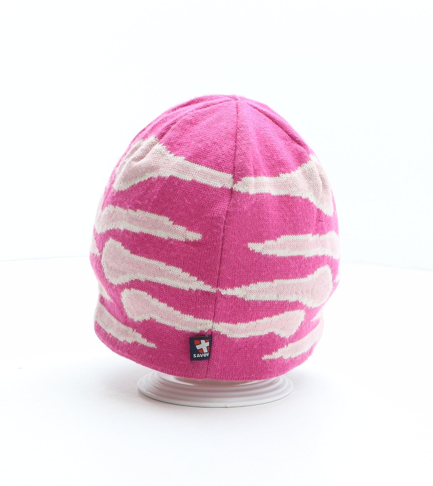 Savoy Womens Pink Geometric Wool Beanie One Size