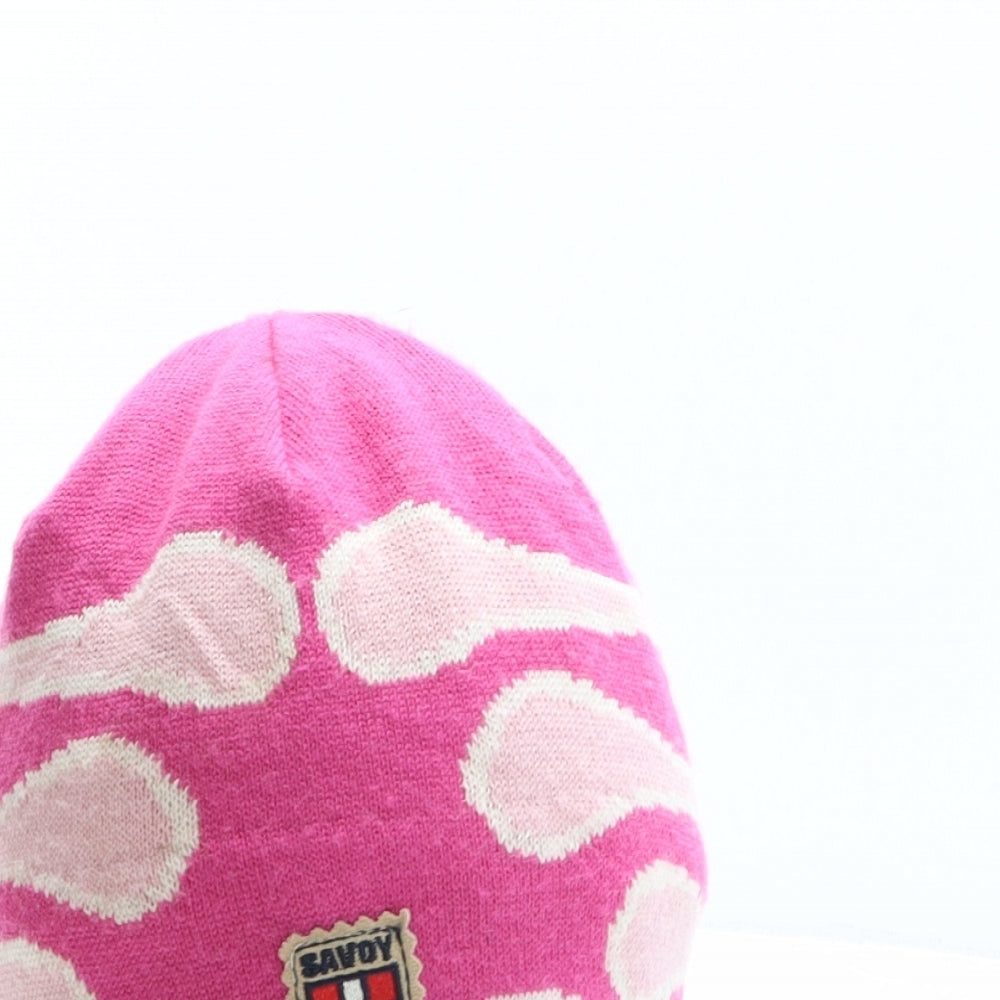 Savoy Womens Pink Geometric Wool Beanie One Size